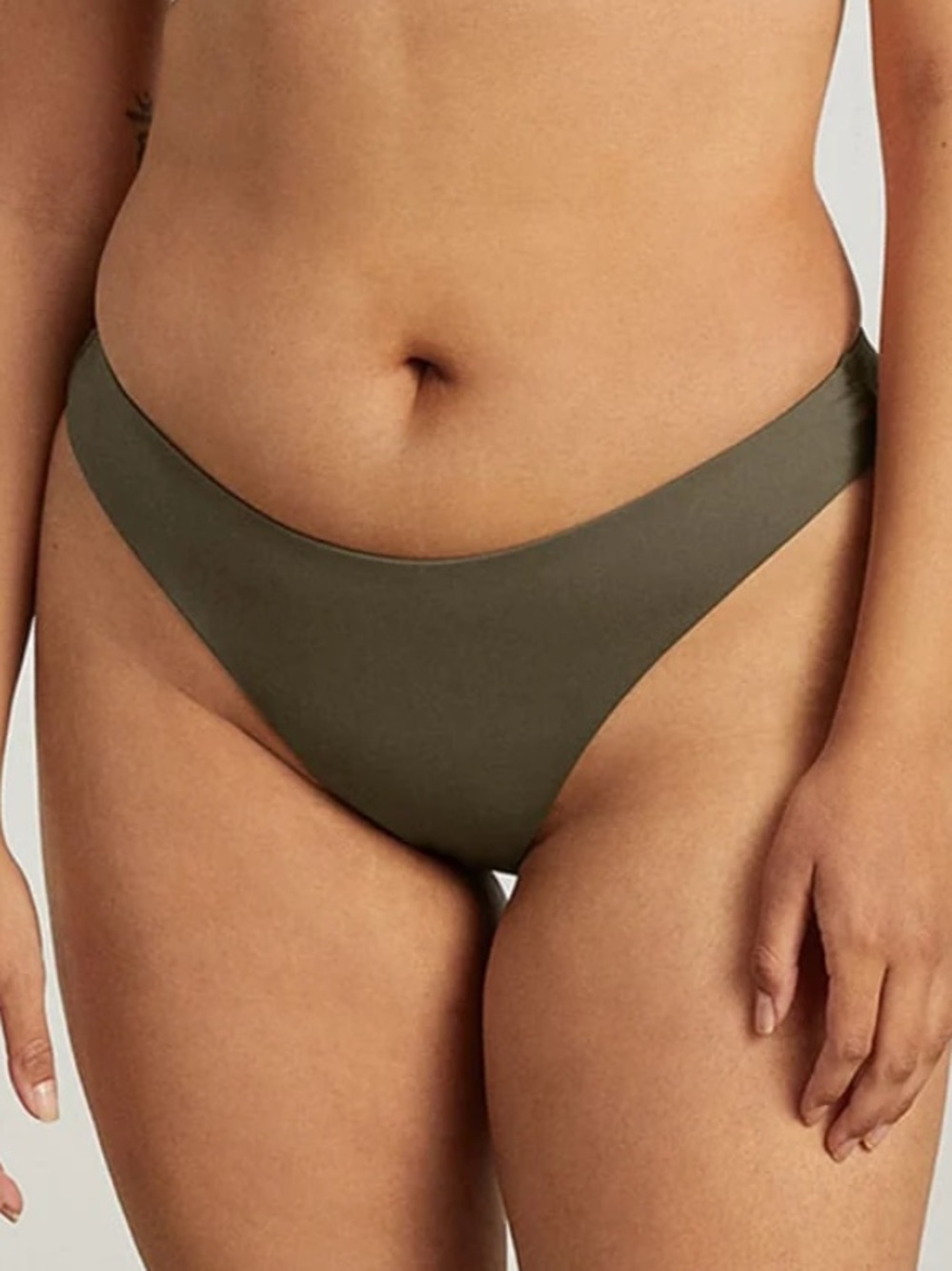 NWT Everlane Bikini Bottom Thigh High Olive Green Swim Swimsuit High Leg Rise 2X